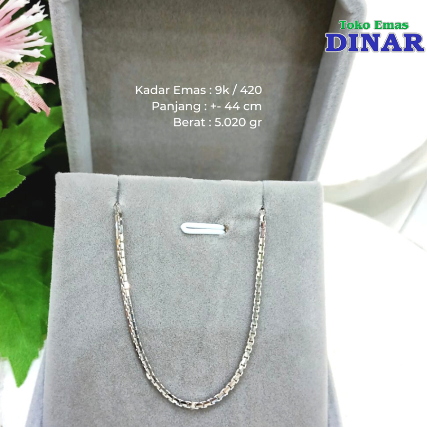 kalung polos variasi putih -emas muda - kadar 420/9k