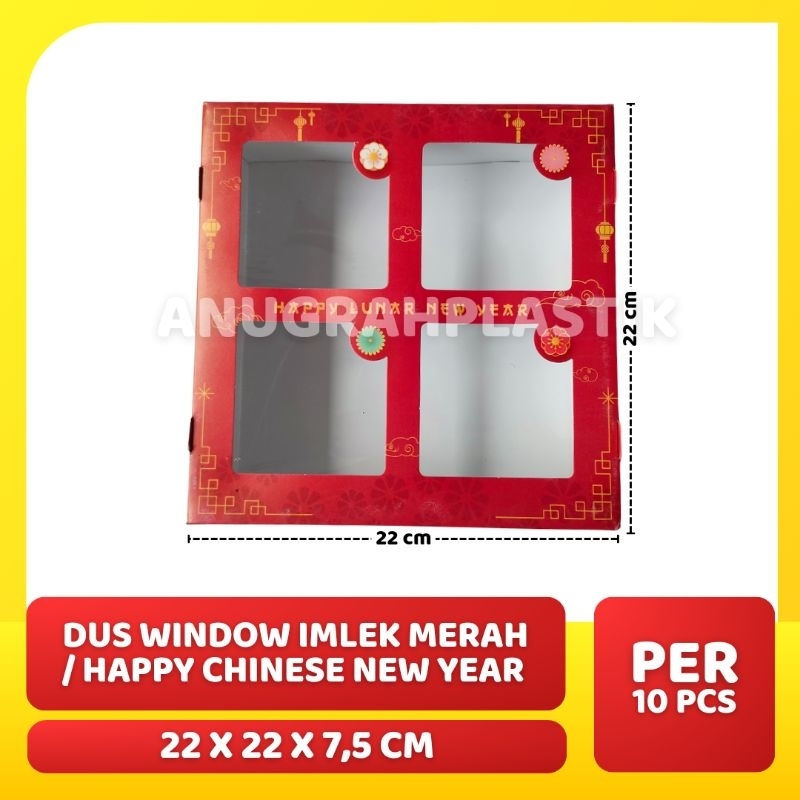 

Dus uk 22 x 22 window Imlek Merah / BOX HAMPERS Happy Chinese New Year / Happy Lunar new Year / Box kue PER PACK