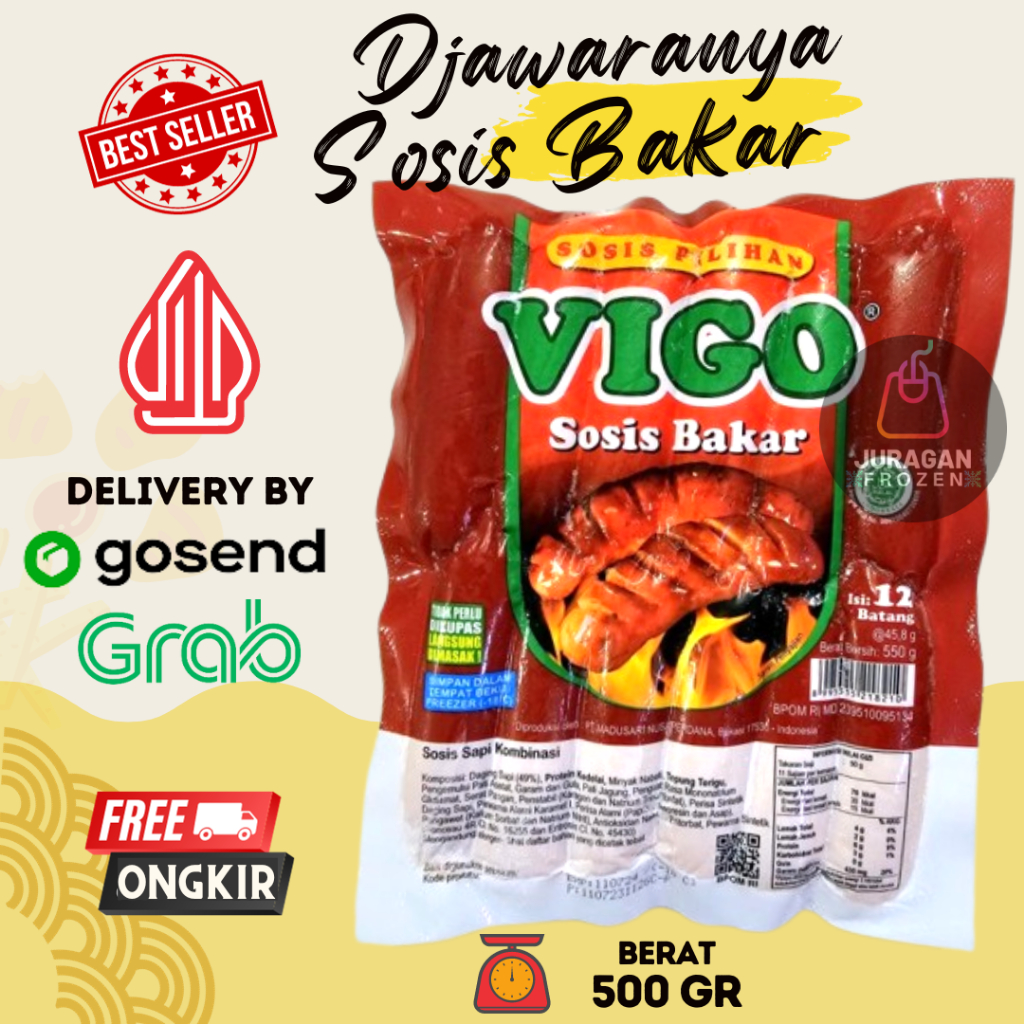 

SOSIS BAKAR VIGO JUMBO BRATWURST PREMIUM 500GR ISI 12