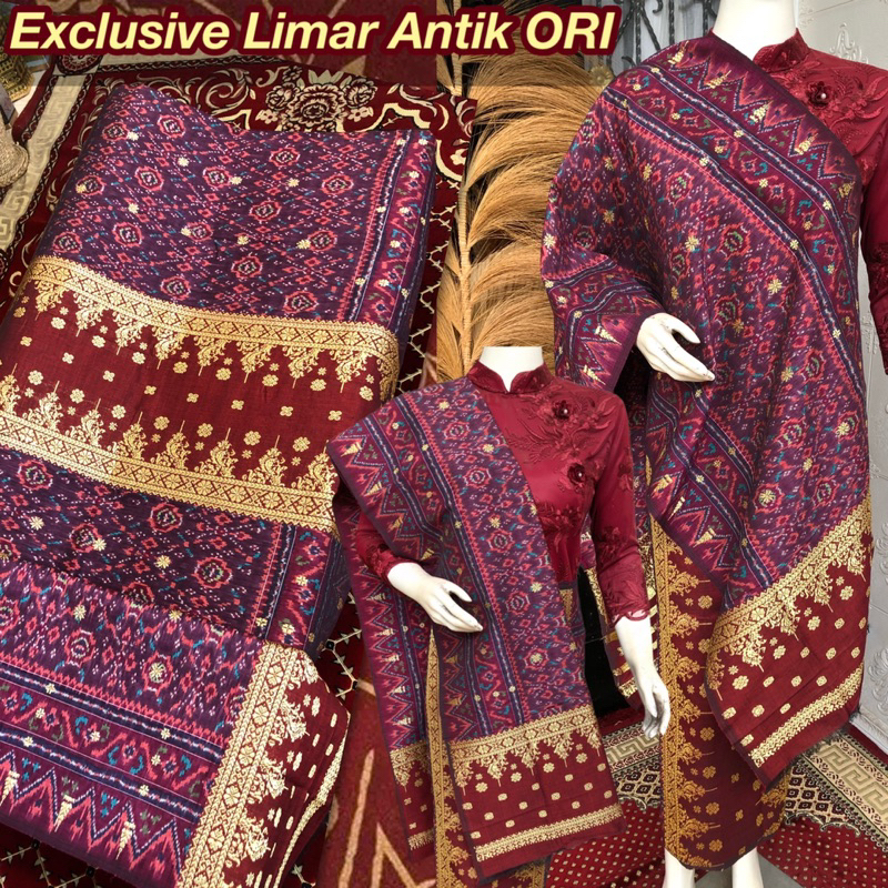 Exclusive Songket Limar Antik ORI Maroon / songket tenun asli palembang /ilham songket palembang