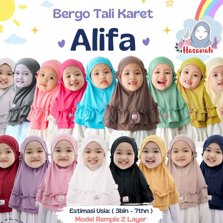 Ready Jilbab anak bergo Alifa kerudung anak tali karet