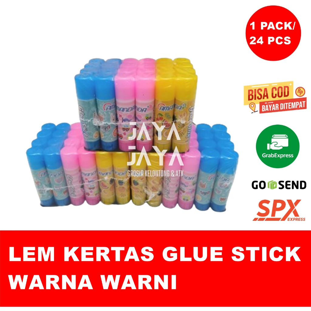 

LEM KERTAS GLUE STICK WARNA WARNI ISI 24 BATANG