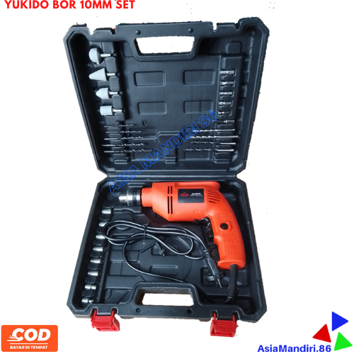 YUKIDO Mesin Bor 10mm Set / Mesin bor listrik Bor beton Bor besi Bor kayu Variable Speed