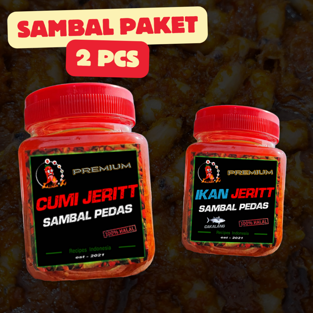 

Sambaljeritt - Paket Sambal 2 botol CUMI + IKAN CAKALANG