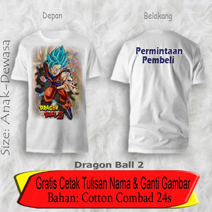 ATASAN DEWASA KAOS 3D GAMBAR KARTUN 3D DRAGON BALL UKURAN ANAK DAN DEWASA