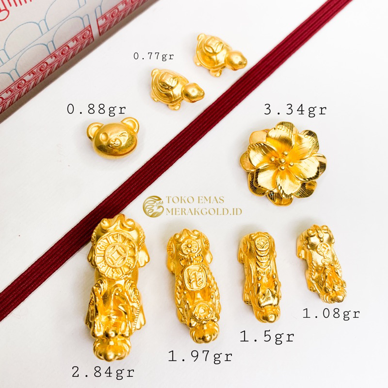 Charm Gelang Xuping Naga Emas Kadar 24k 999 Pixiu Naga Charm