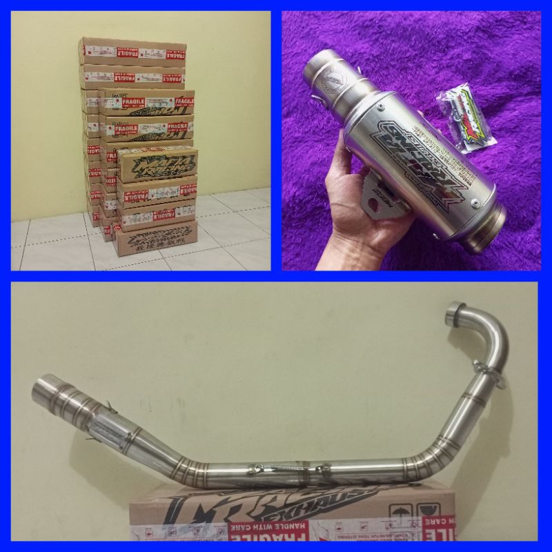 knalpot original MAFIA racing exhaust full set Satria Fu karbu tipe MP5 LAZER, kualitas grade A