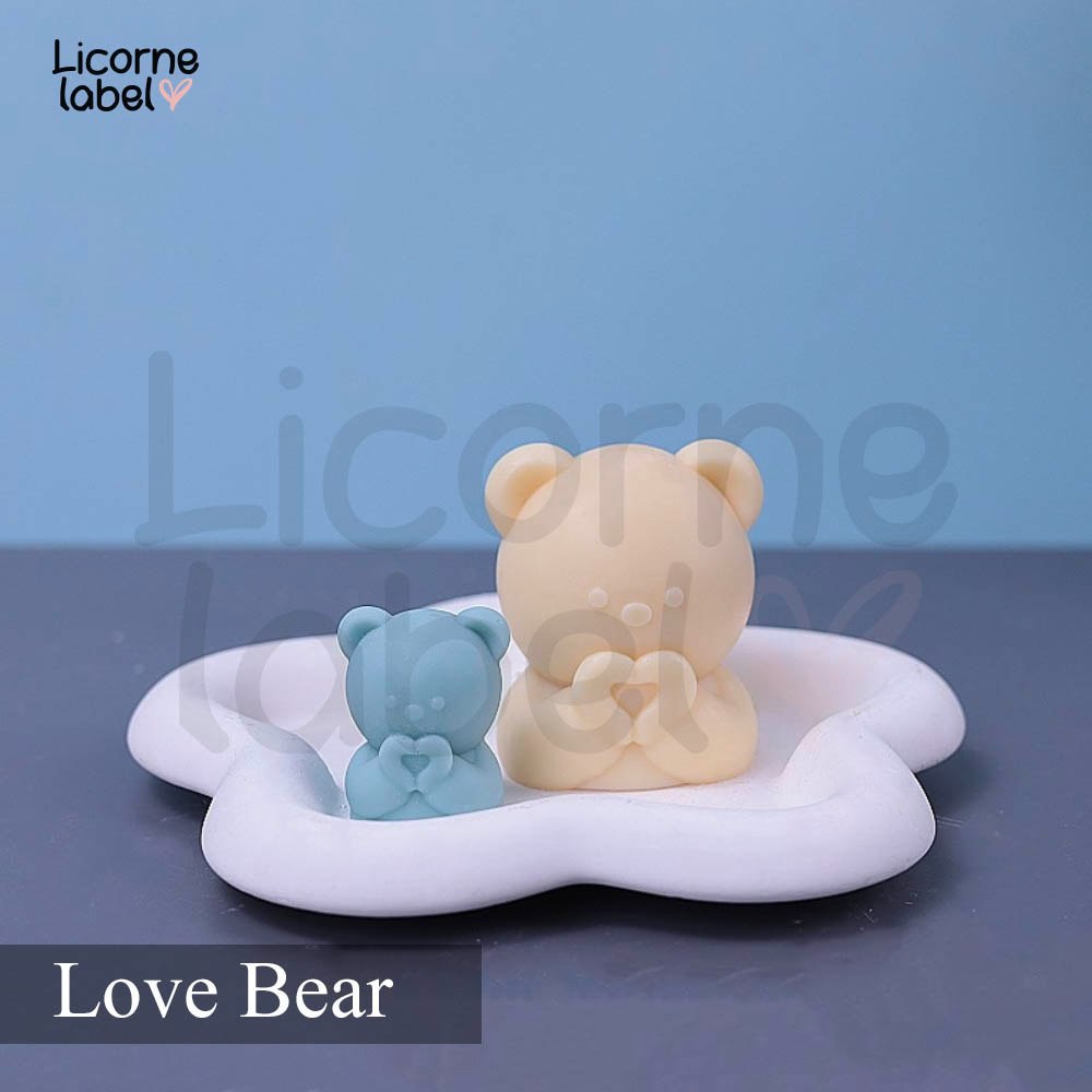 Large Love Bunny / Love Bear Cetakan silikon lilin estetik Korean Style Bear Candle mold silicone beruang kelinci