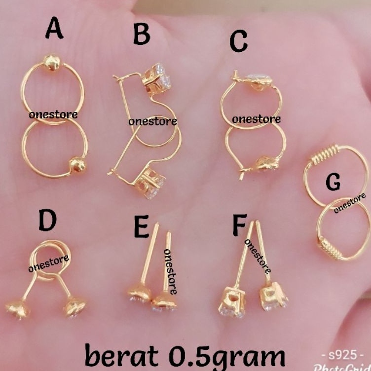 Sale ANTING PERAK BAYI ANAk SILVER 925 LAPIS MAS PUTIH ANTING TOGE ANTING DESI ANTING MATA SATU BR