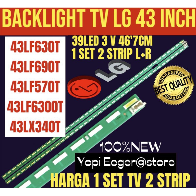 BACKLIGHT TV LCD LED LG 43 INCH,43LF630T-43LF690T-43LF570T-43LF6300T-43LX340T BACKLIGHT TV LG 43 INC