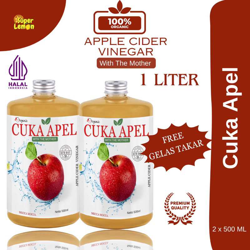 

1Liter Cuka Apel Original Untuk Diet Organic Apple Cider Vinegar Premium With Mother By Super Lemon