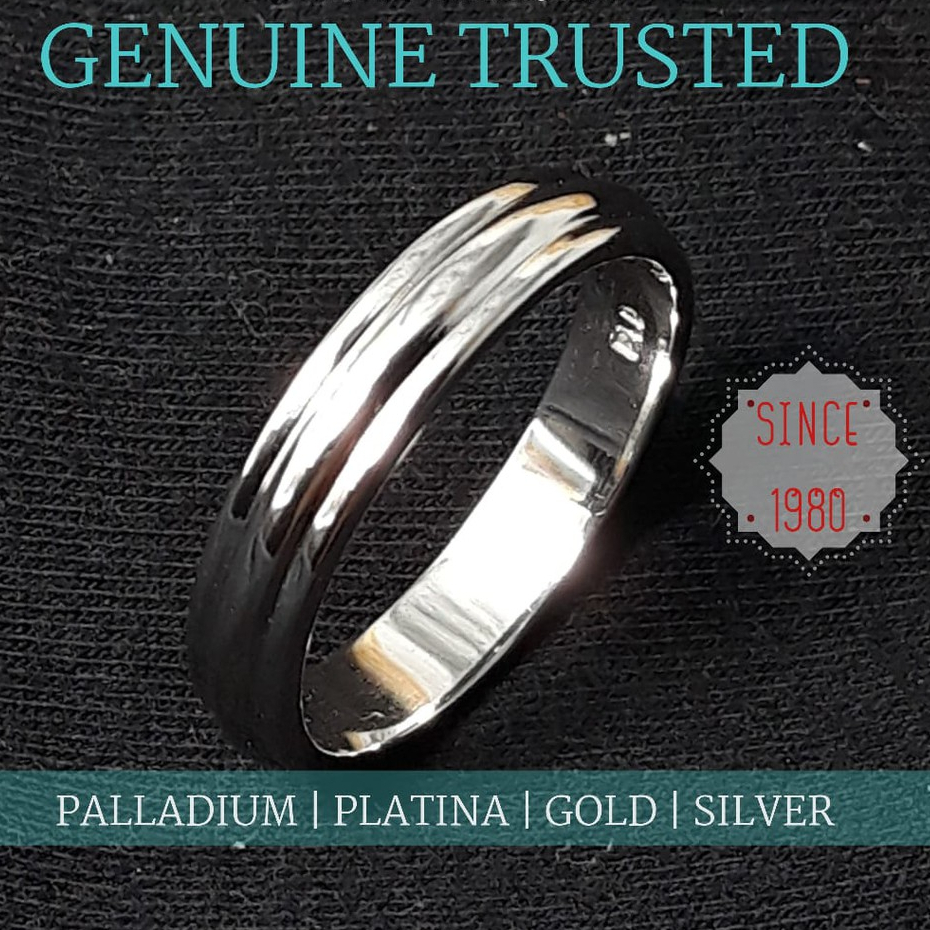 [P519] Cincin Pria Nikah Tunangan – Palladium, Platinum, Emas Putih & Perak 950 Premium – SAN950