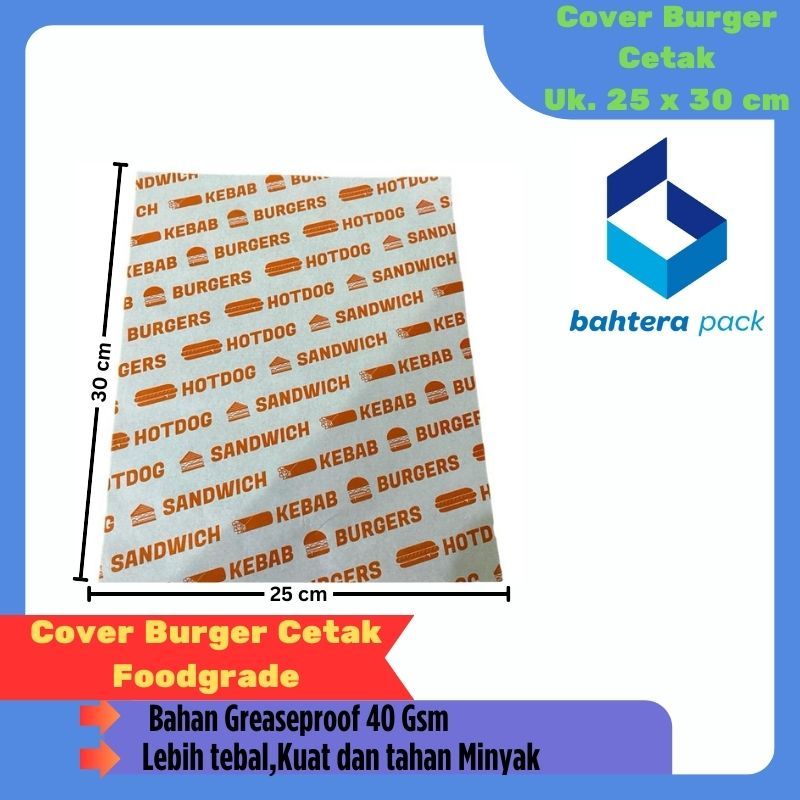 

Kertas Burger/Kertas Kebab/Kertas Sandwich Uk. 30 x 25 cm Greaseproof 40gr Isi 500 pcs