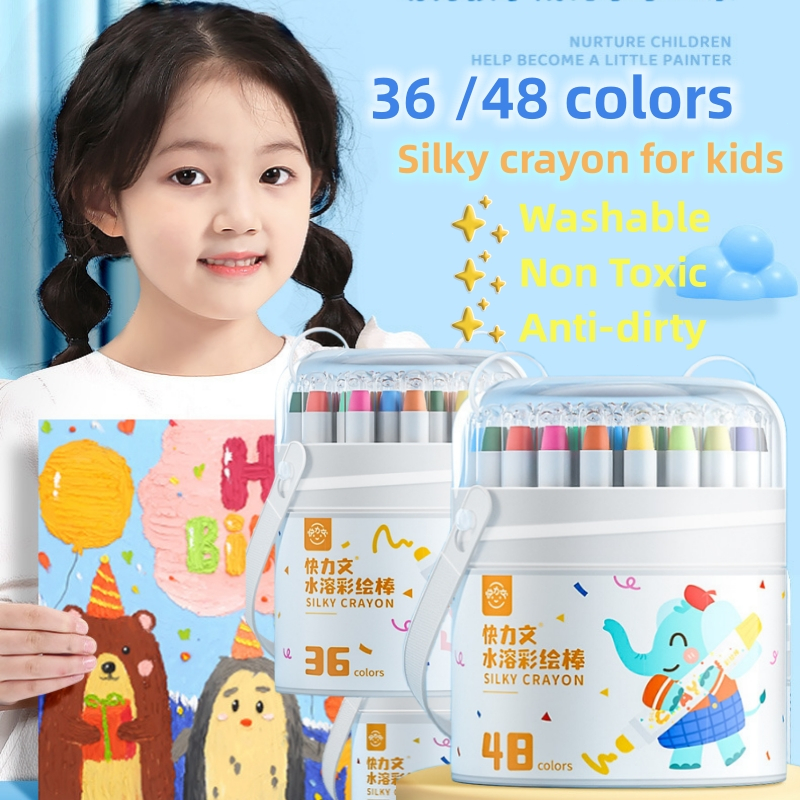 

【Ready Stock】36/48pcs Crayon For Kids- Washable Non Toxic Colouring Painting Oil Pastel Drawing Art Krayon Tidak Kotor Tangan Children’s Gift