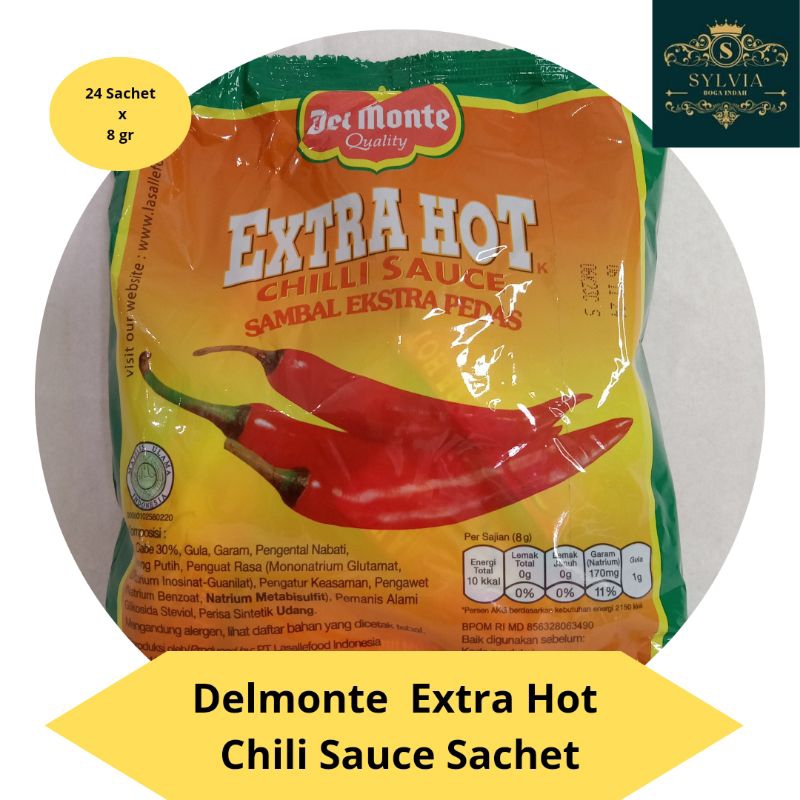 

Delmonte Extra Hot Chili Sauce Sambal Extra Pedas 24 sachet x 8 gr