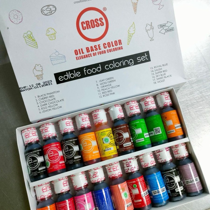 Pewarna Makanan Cross Oil Base Food Coloring 1 SET 18pcs