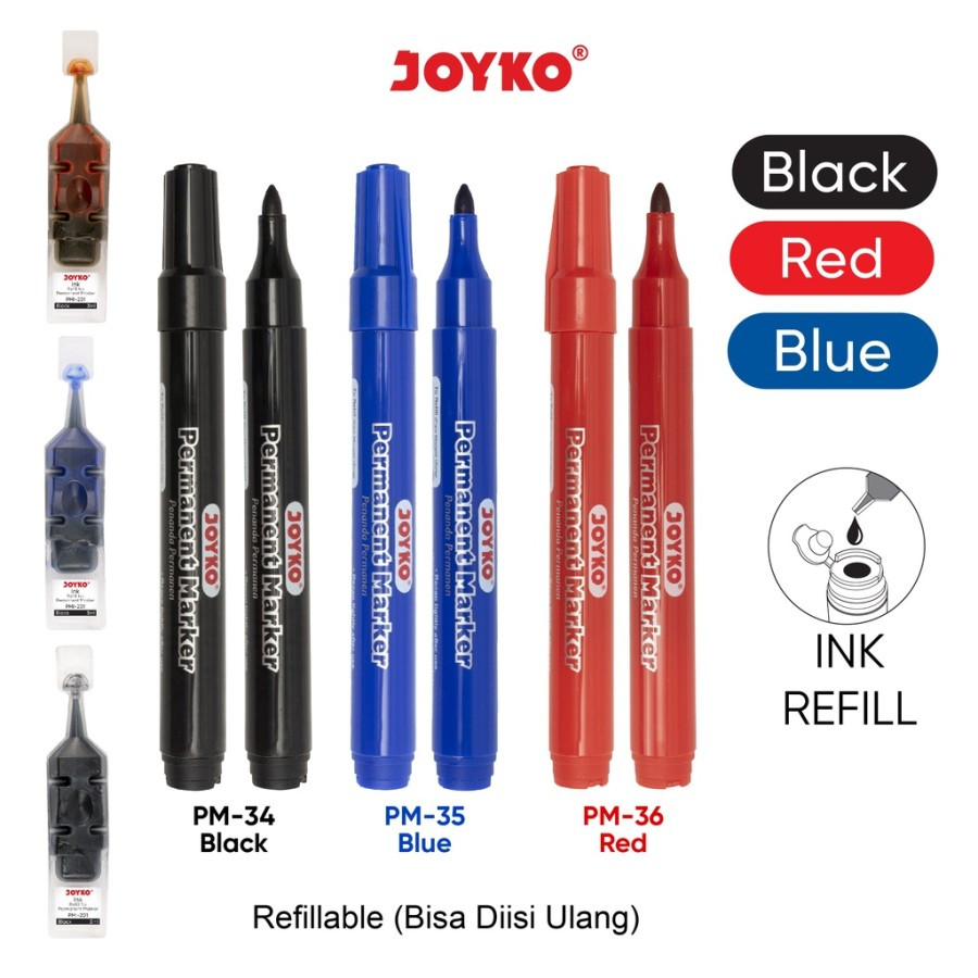 

Permanent Marker Spidol Permanen Joyko PM- HITAM BIRU MERAH