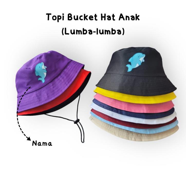 bucket hat topi bucket bulat tali untuk anak 5 thn gratis bordir nama