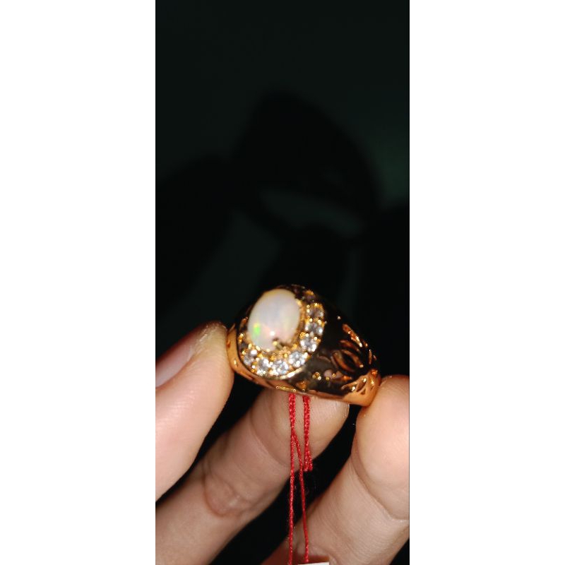 Batu Cincin Natural Kalimaya dan Black Oval Ethiopia