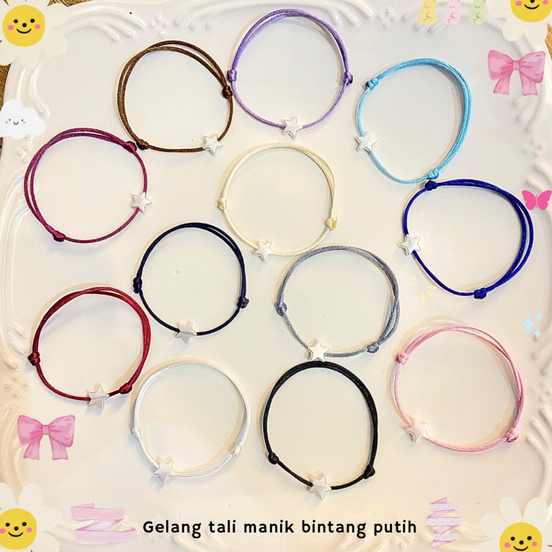 (Beli 5 Gratis 1) Gelang tali manik bintang putih / gelang manik bintang / Gelang persahabatan /Gela