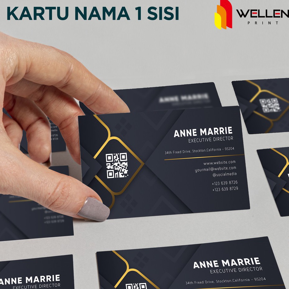 

WELLEN PRINT Cetak Print Kartu Nama Name Card 1 Sisi Laminasi Doff 2 sisi laminating Glossy dpu