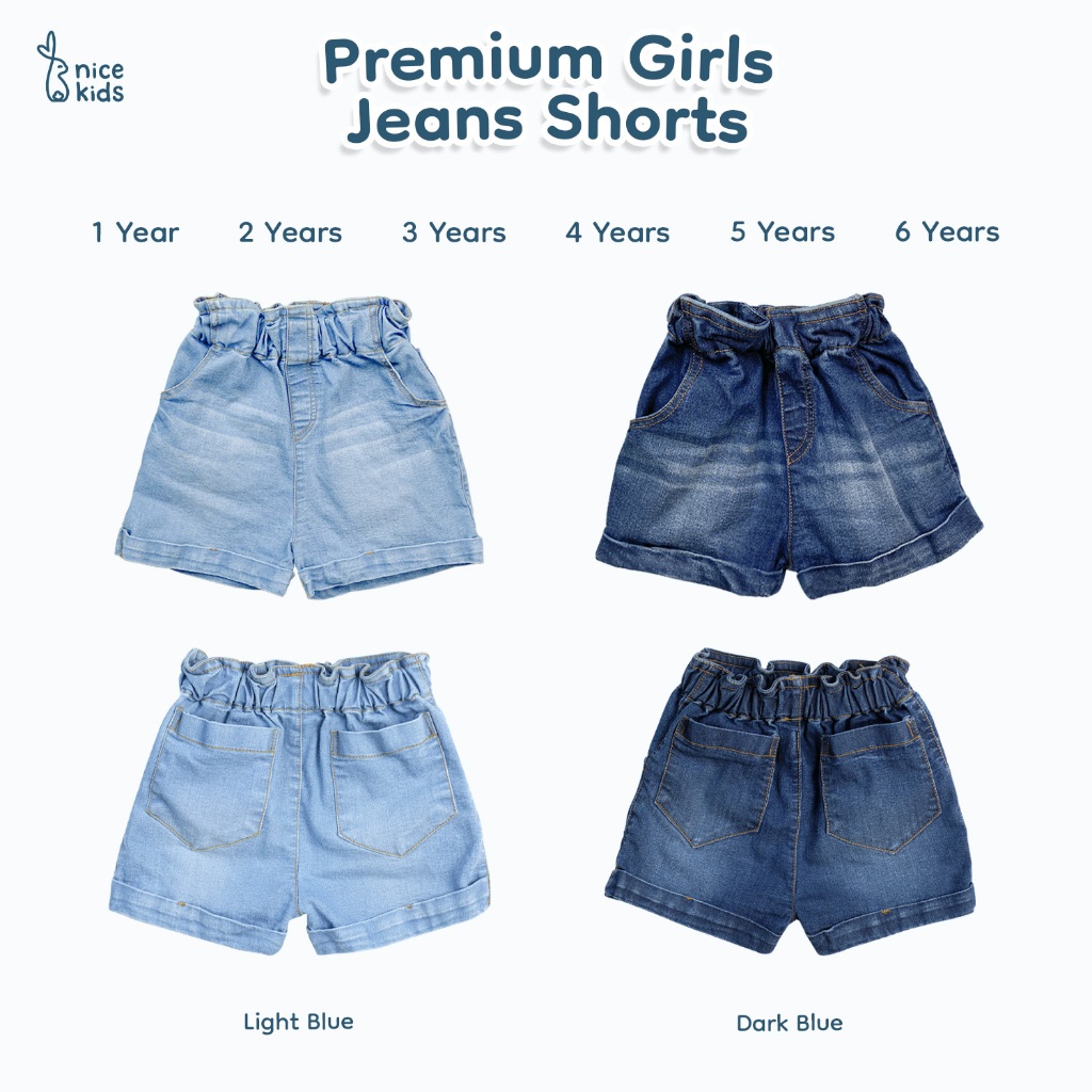 Nice Kids - Premium Girls Jeans Short Baby Celana Pendek Anak Perempuan 1-6 Tahun Bawahan Anak Perempuan Denim