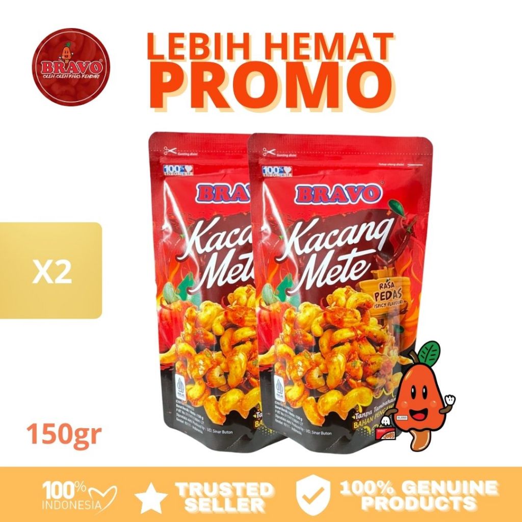 

Kacang Mete/Mede/Mente Pedas Bravo 150gr (2bks) MURAHMERIAH