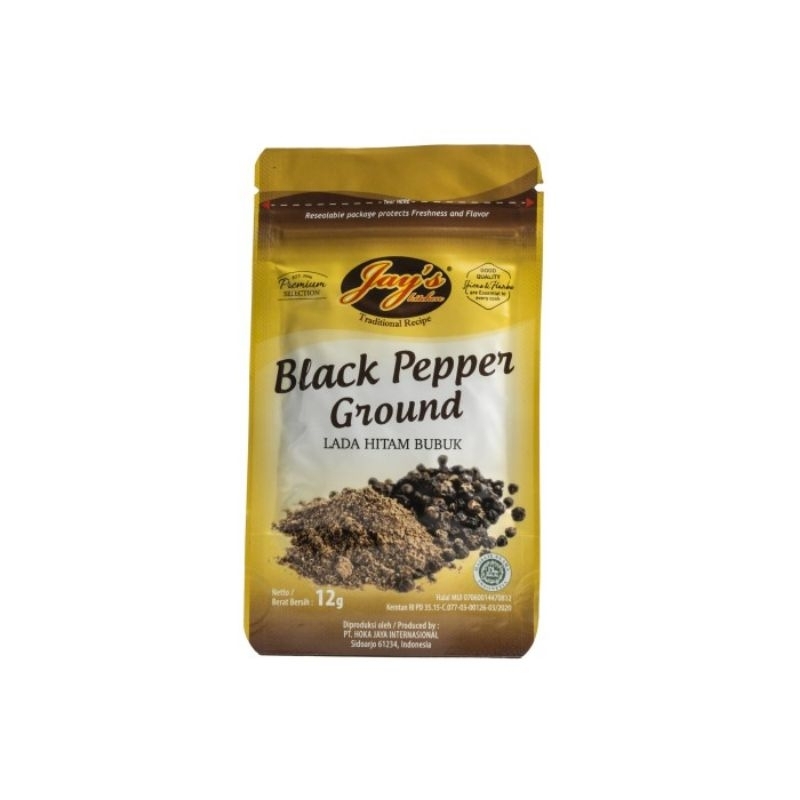 

Jay's Black Pepper Ground Pouch 12g / Lada Hitam Bubuk