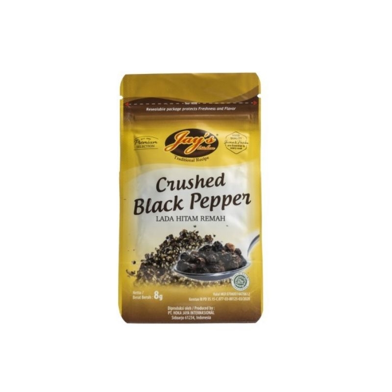 

Jay's Kitchen Crushed Balck Pepper Pouch 8g / Lada Hitam Kasar