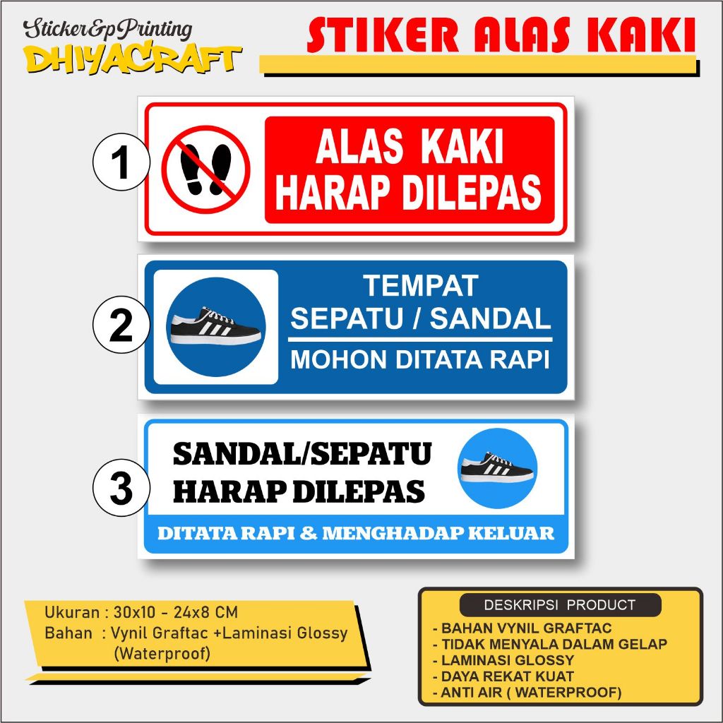 

STIKER ALAS KAKI HARAP DILEPAS, STIKER TEMPAT SIMPAN ALAS KAKI