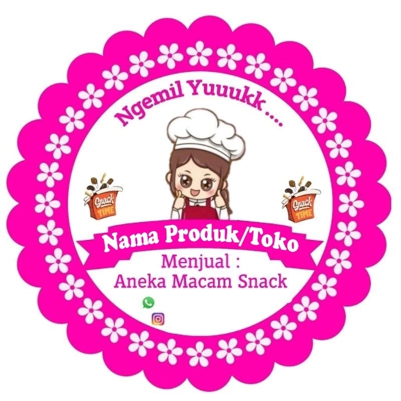 

( MINIMAL ORDER 100 PCS ) STIKER BAHAN CROMO GLOSSY UNTUK KEMASAN CEMILAN / MAKANAN