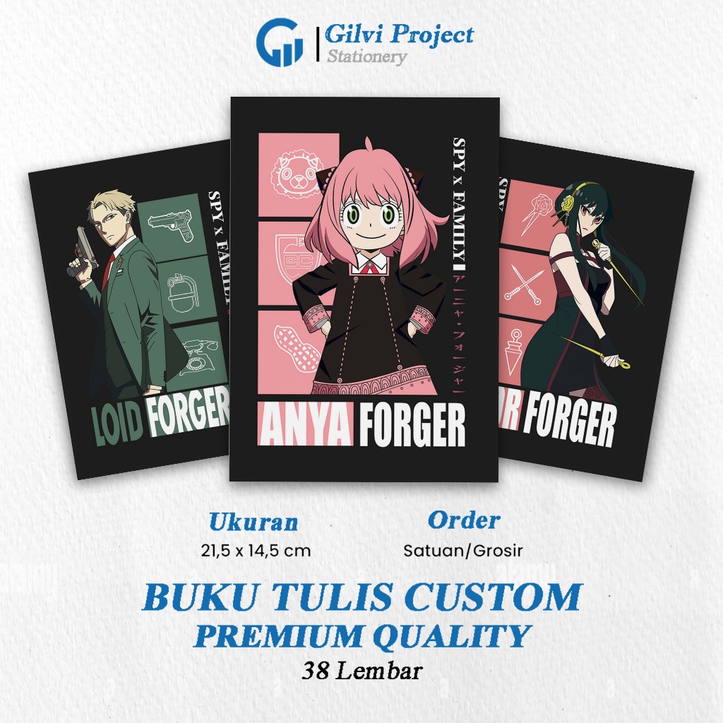 

Buku Tulis Spy X Family / Buku Tulis Sekolah / Buku Tulis Catatan Notes Agenda Planner Jurnal Notebook Anime