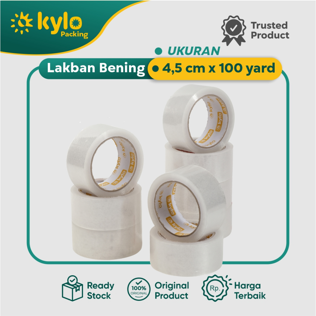 

☀️Kylo Packing☀️Lakban Bening Coklat Uk:4.5mmx100yard Solasi Plakban Lengket 4.5cmx100y Isolasi 2inch Tebal Kuat Kualitas Bagus Perekat Transparan Premium Murah