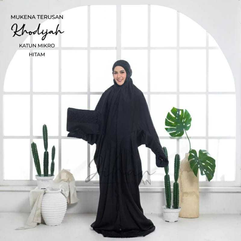 Mukena Khadijah Terusan Katun Mikro Hiasan Bordir Lengkap Tas