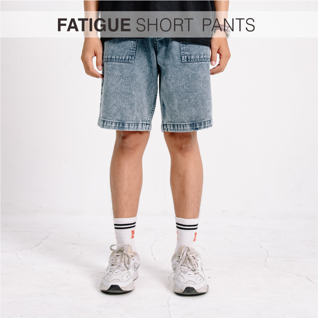 Fatigue Pants - Washing Denim - Denim - Celana Pendek Jeans Fatigue Warna Denim - Symposia