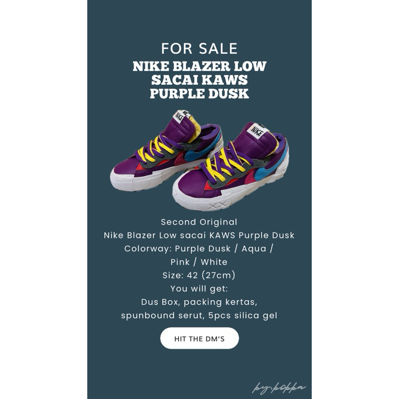 Link Check Out Second Original Nike Blazer Low Sacai Kaws Purple Dusk