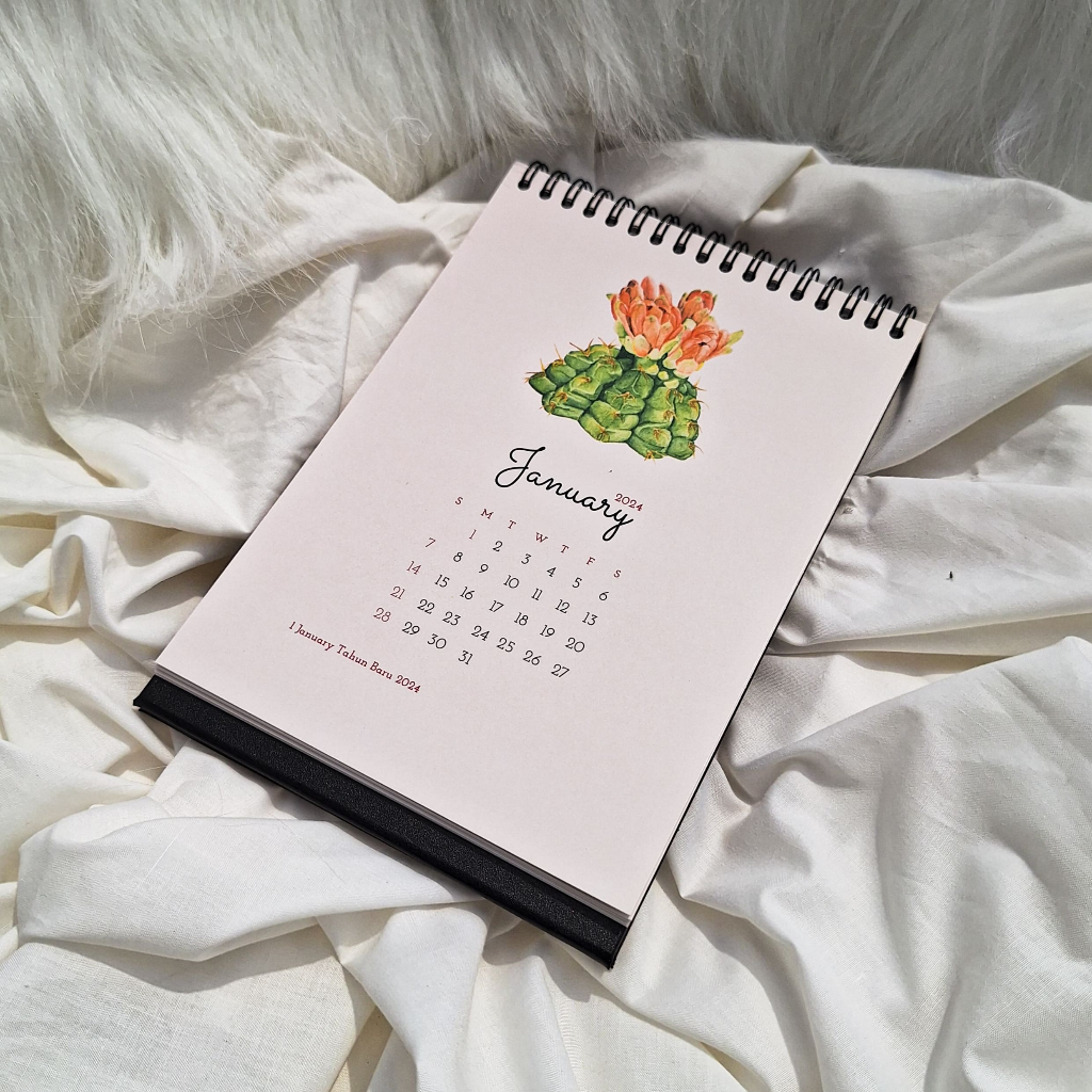 

Kalender Meja Cactus 2024 2025 Aesthetic Premium Quality Spiral