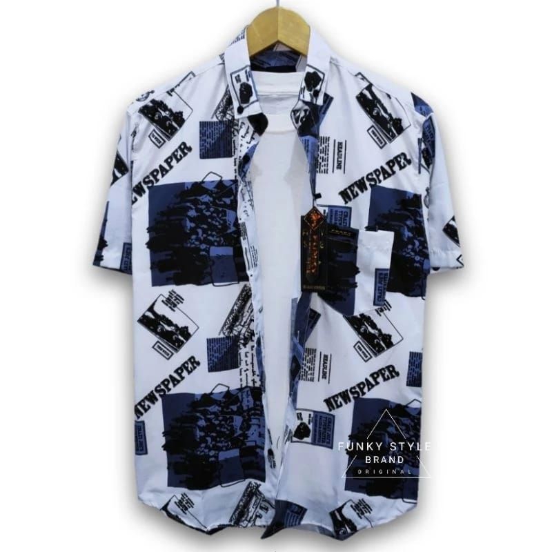 KEMEJA PRIA KORAN BIRU CASUAL MOTIF
