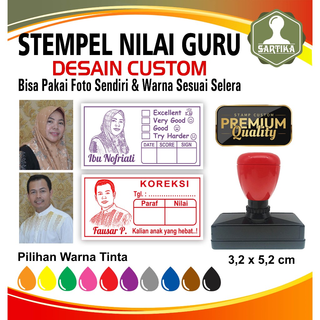 

STEMPEL CUSTOM / STEMPEL NILAI GURU PAKAI FOTO UKURAN 32x52 mm