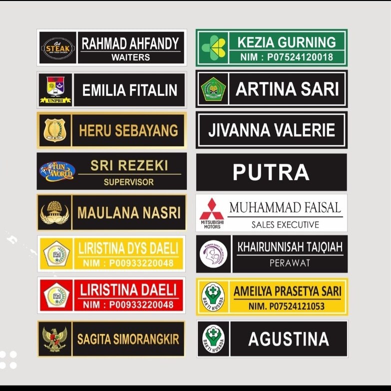 

Nametage /papan nama dada akrilik resin peniti