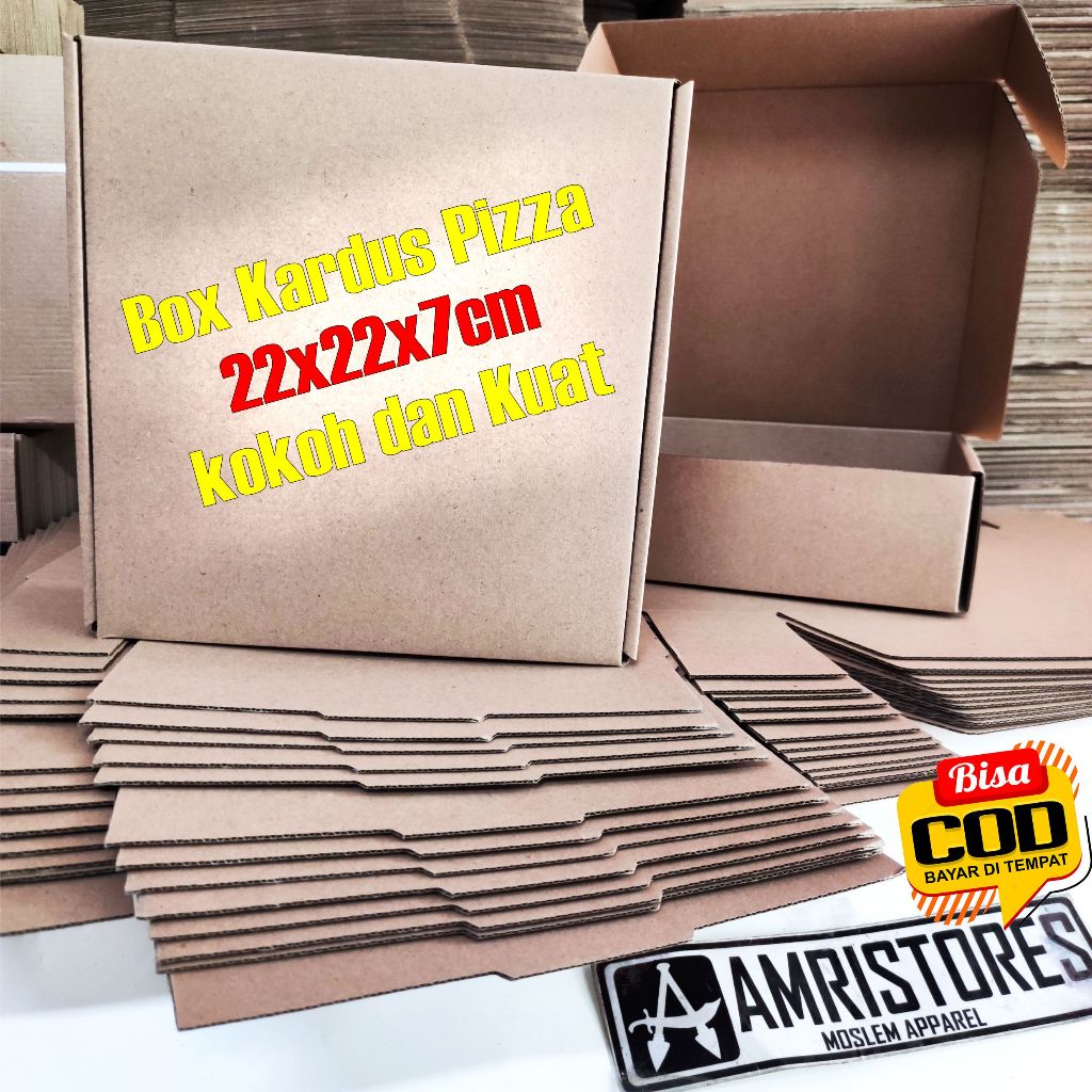 

kardus die cut box pizza 22 x 22 x 7 cm kokoh kaku berkualitas dus packing