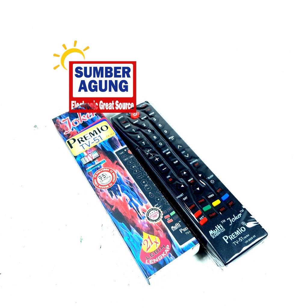 Remot TV Joker Premio TV51 Tipe 51 RM99 Universal Smua Merk Lengkap 21x Lebih Lengkap TV Poly Polytr