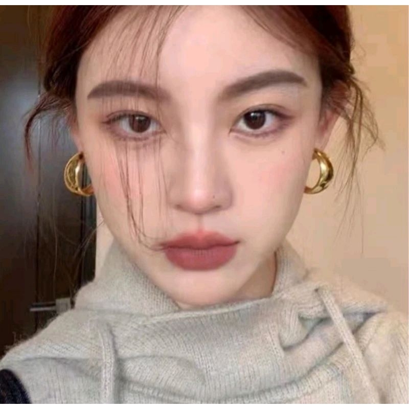 BIG errings anting tusuk emas perak . gold silver giwang besar moderound hal