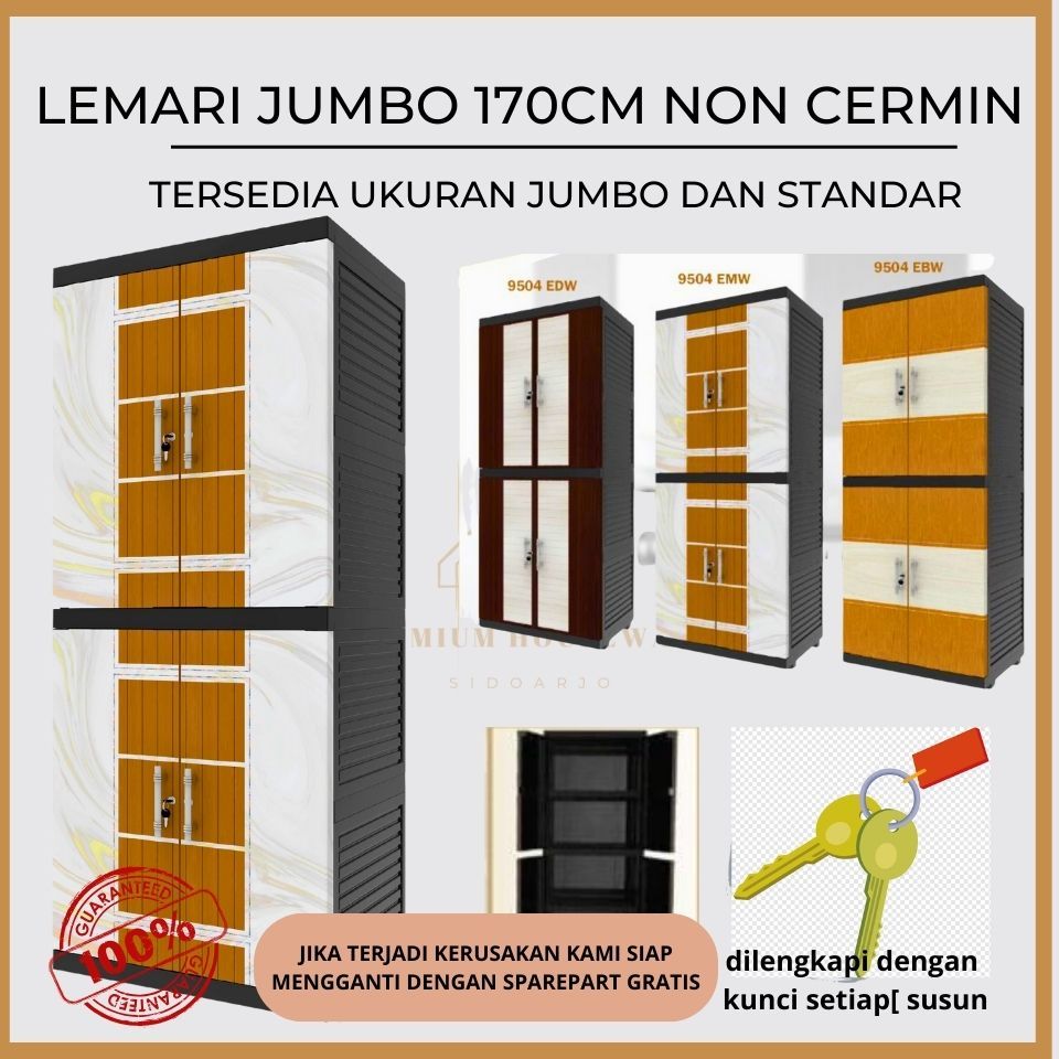 LEMARI PLASTIK JUMBO MINIMALIS NON CERMIN 4 SUSUN MERK NAIBA FIT TANPA KACA 9504 BANYAK MOTIF SERI