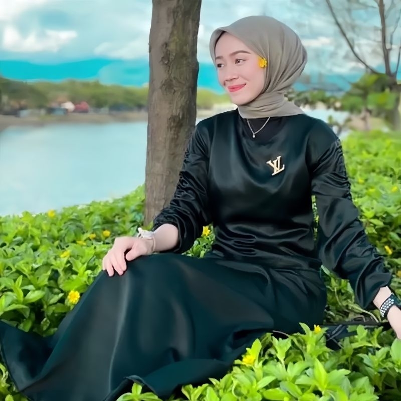 DRESS DARLA SATIN SILK GAMIS PESTA KONDANGAN BRIDESMAID POLOS GAMIS DUYUNG