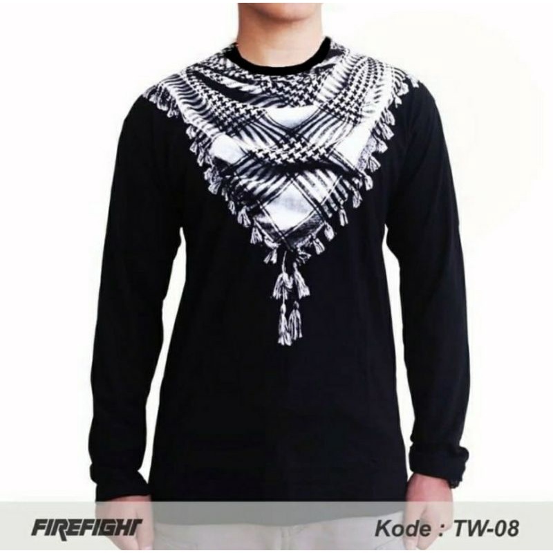 KAOS MOTIF SORBAN 3D LENGAN PANJANG - Baju muslim lengan panjang motif sorban 3D distro