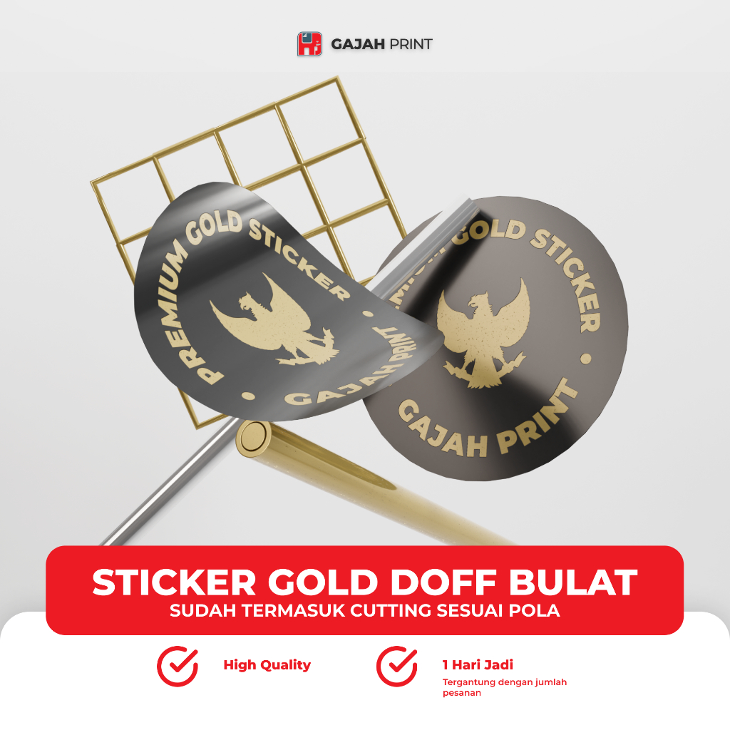 

Stiker Gold Doff Custom Bulat / Stiker emas