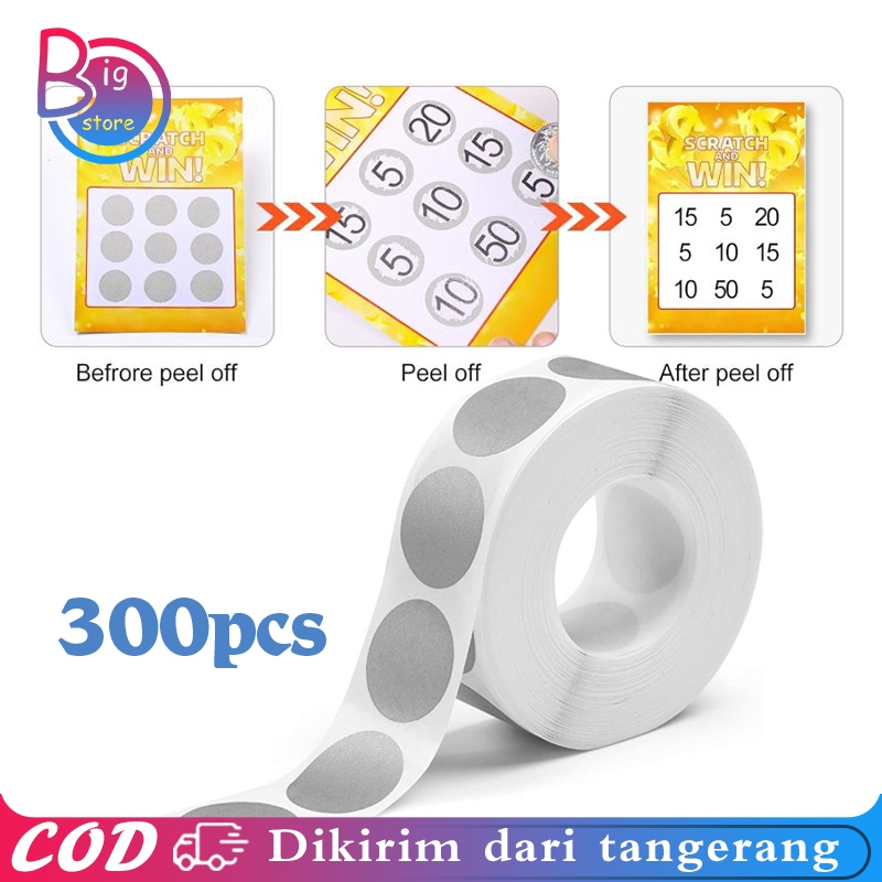 

300pcs/Roll Sticker Gosok Label Stiker Scratch Pin Penutup Pin Voucher Sticker Gosok Scratch Off Sticker
