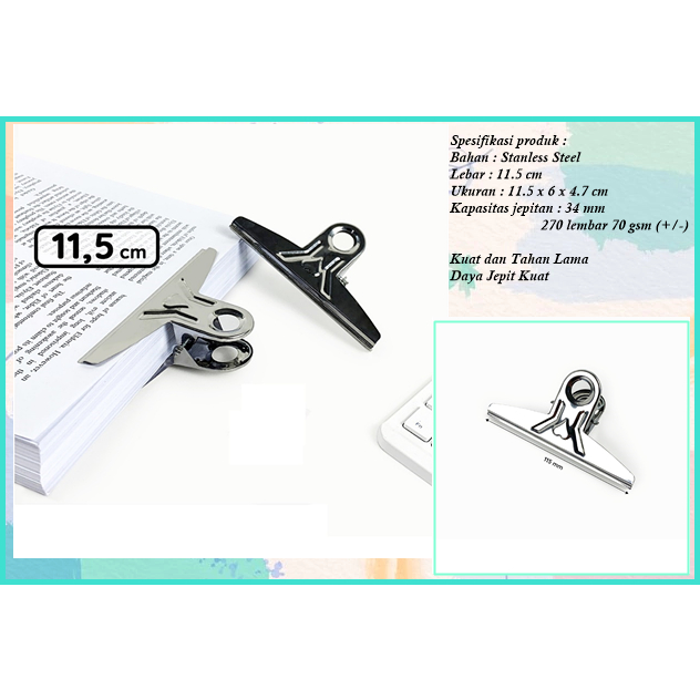 

Penjepit Kertas Bulldog Clip Klip Kertas Binder Clip Jepitan Kain 11.5 cm