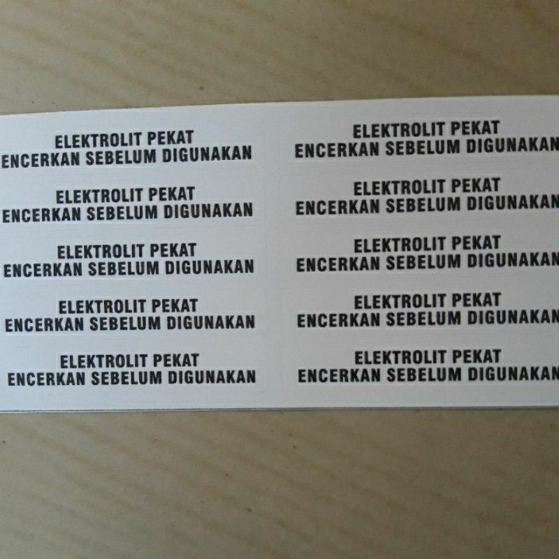

Stiker Label Elektrolit Pekat Putih